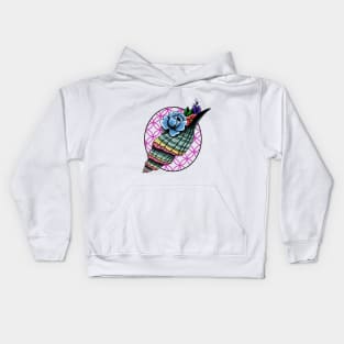 Seashell with flowers Kids Hoodie